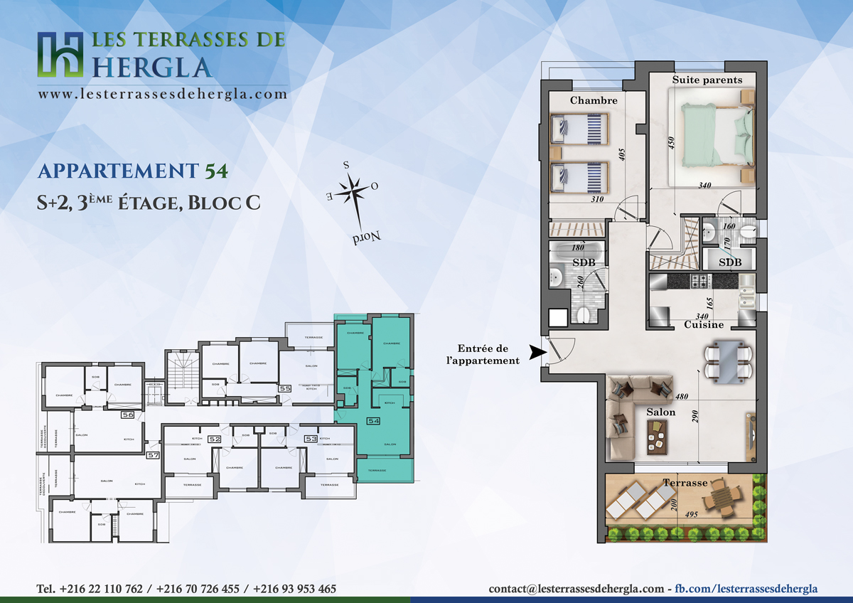 plan appartement s+2 tunisie